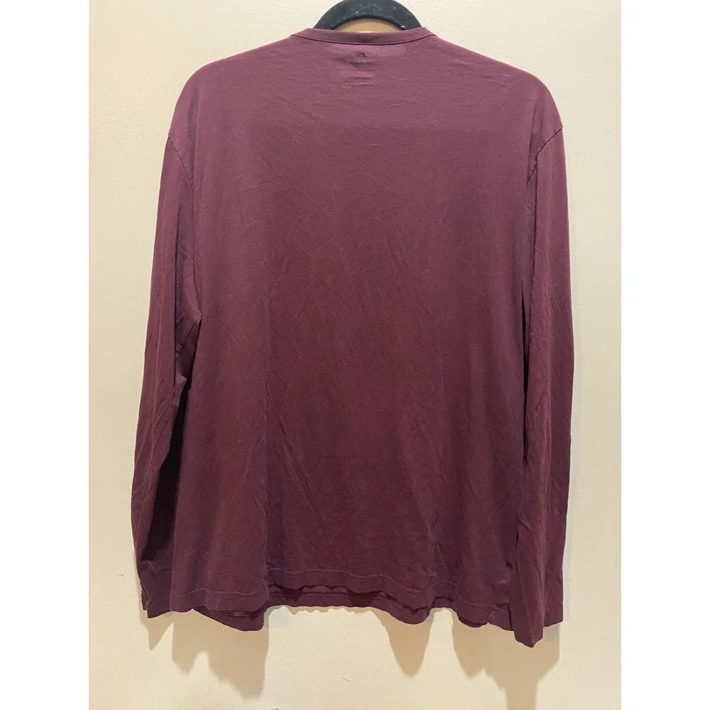 Lacoste Pima Cotton 4 Button Crew Neck Long Sleeve Tshirt Men‎ 7 Burgundy